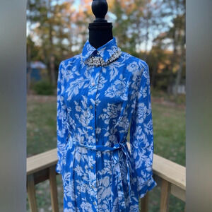 Zara formal casual dress size S blue‎ and white lyocell